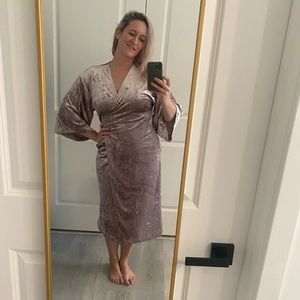 Halston wrap crushed velvet kimono style gown